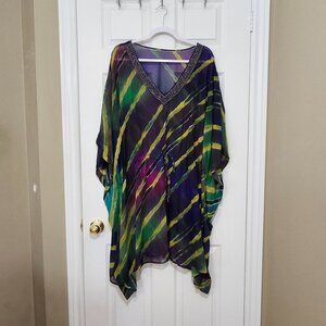 La Vie en Rose Aqua Women's Tunic Swimsuit Cover-up ~ Multicolor ~ Size XL ~